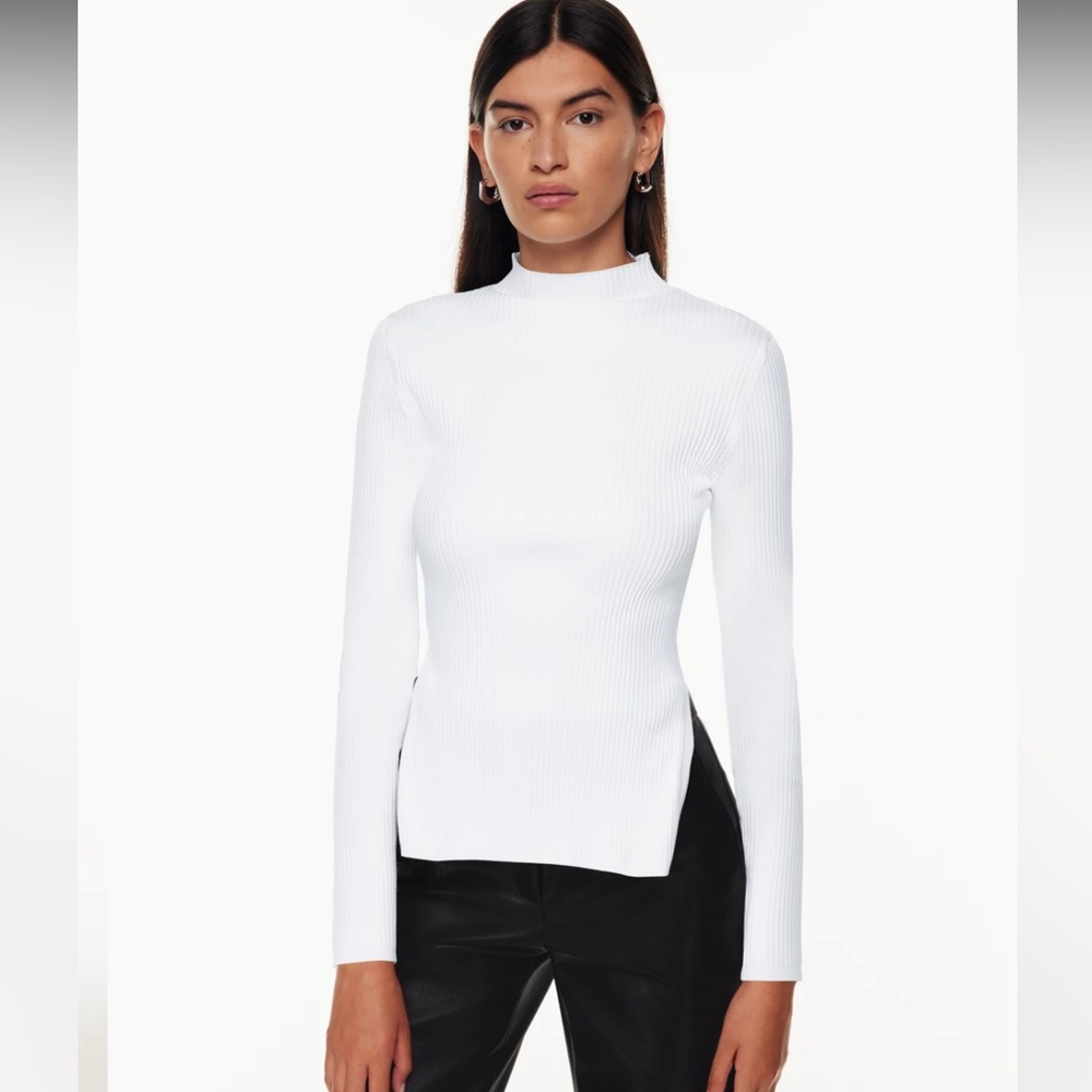 NWT Aritzia Babaton Skulpt Knit Tie Back Long Sleeve Shirt Size M